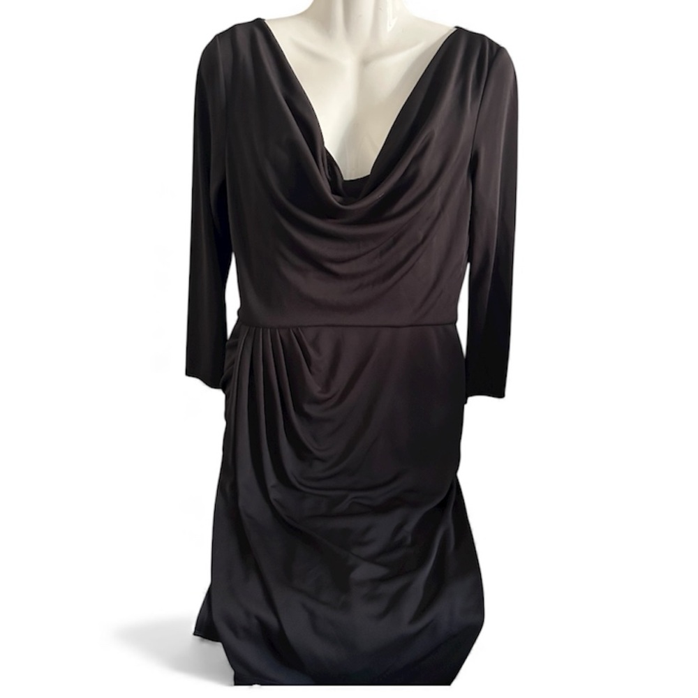 BCBGMaxAzria Black Draped Long Sleeve Dress